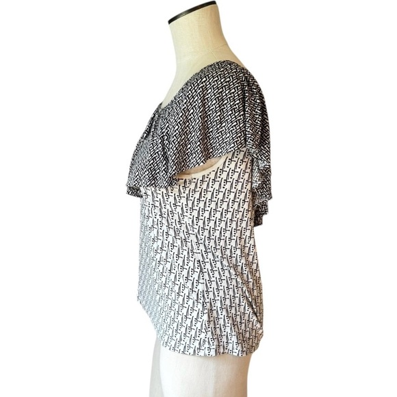 Anthropologie Postmark Women's Abstract Off Shoulder Ruffle Top Blouse Sz M - Picture 4 of 7